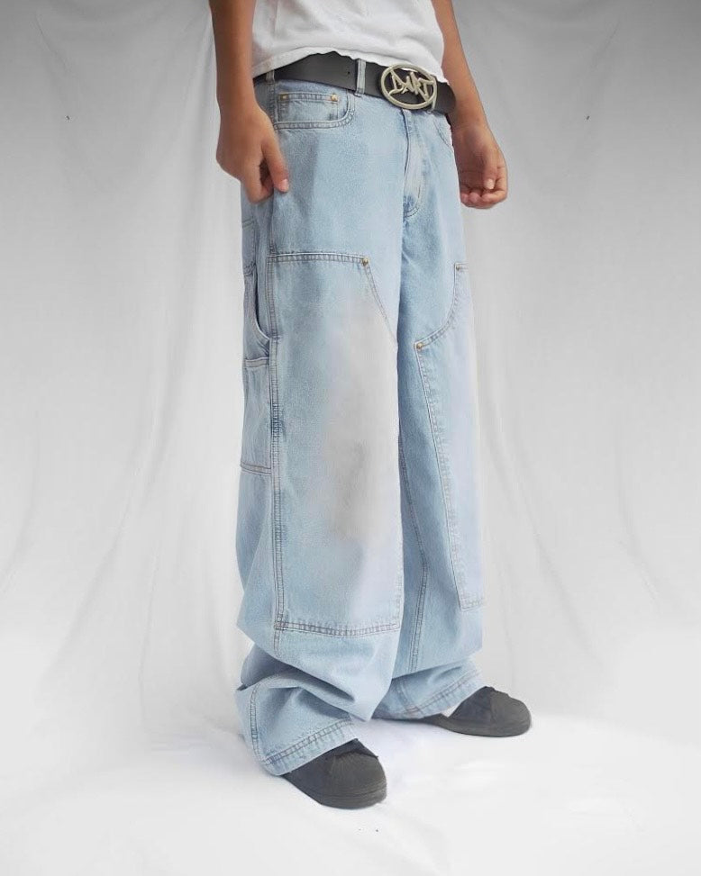 Light Wash Double Knee Dart