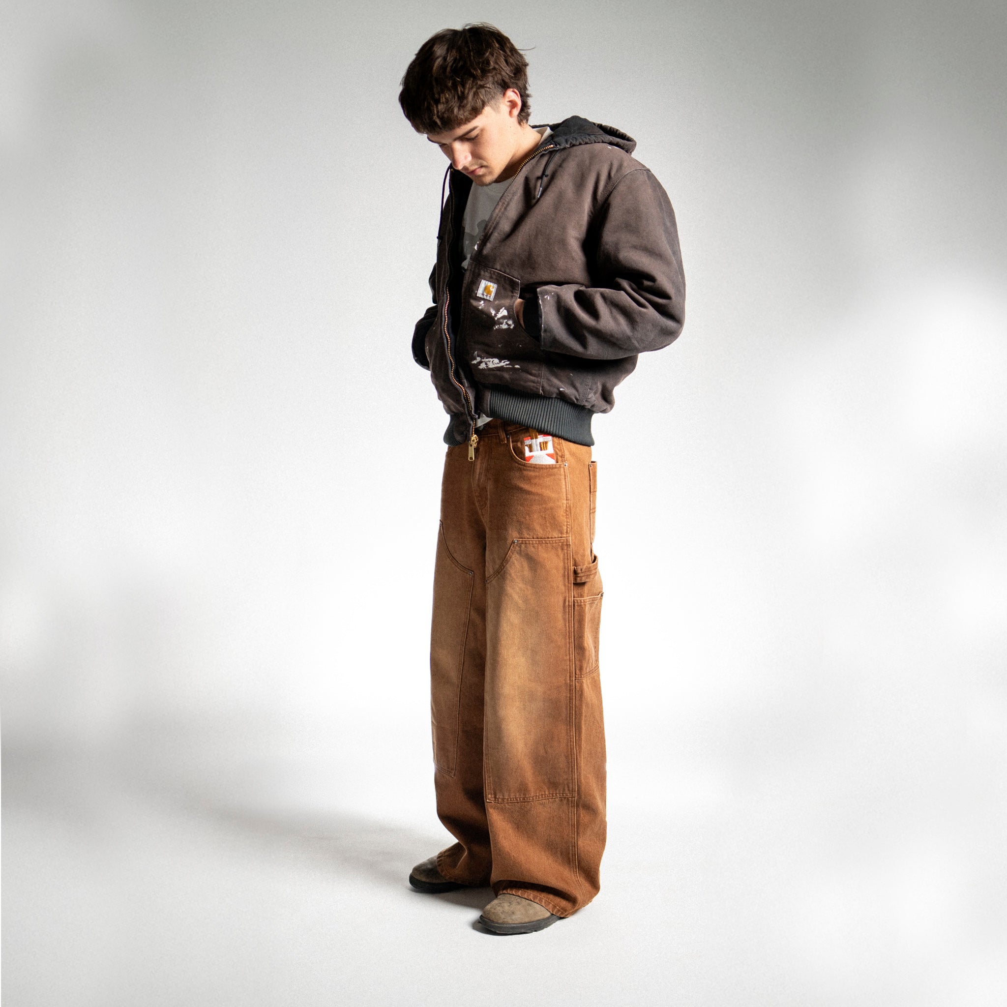 dart double knee jeans cigarette CHOCOLATE DOUBLE KNEE