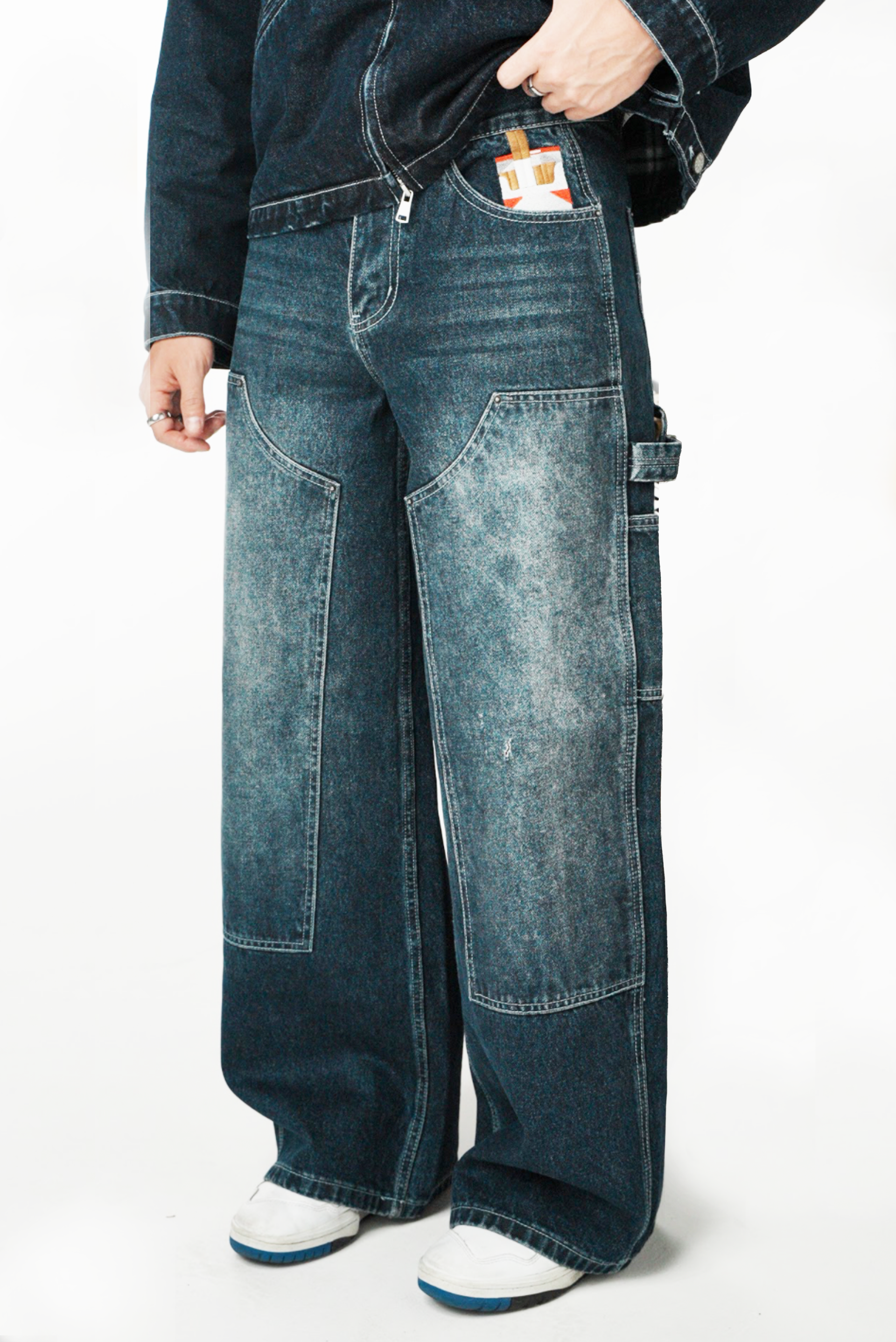 NAVY DOUBLE KNEE